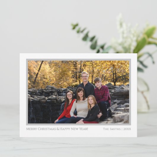 Modern Christmas One Foto Card Feiertagskarte (Stehend Vorderseite)