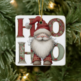 Modern Christmas Ornament | Santa Claus HO HO HO