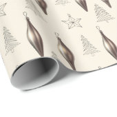 Modern Christmas Ornaments & Fir Trees on Ivory  Geschenkpapier (Rolleneckpunkt)