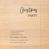 Modern Christmas Party Minimal Acryleinladungen (Vorderseite)