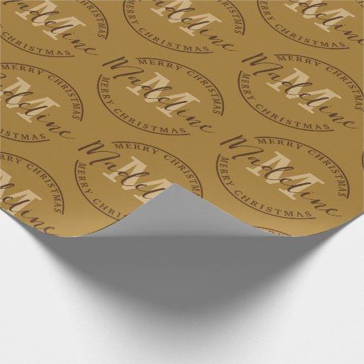 Modern Christmas Personalisiert Monogram Name Cust Geschenkpapier (Ecke)