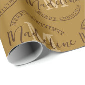Modern Christmas Personalisiert Monogram Name Cust Geschenkpapier (Rolleneckpunkt)