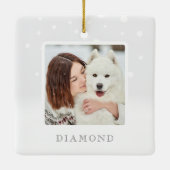 Modern Christmas Pet Monogram Four Foto Collage Keramikornament (Rückseite)