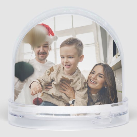 Modern Christmas Photo Card with Inset Snow Globe Schneekugeln (Rückseite)