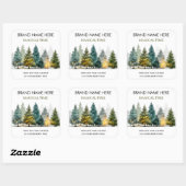 Modern Christmas Pine Trees Candle Label Quadratischer Aufkleber (Blatt)