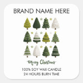 Modern Christmas Pine Trees Candle Labels Quadratischer Aufkleber (Vorderseite)