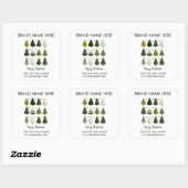 Modern Christmas Pine Trees Candle Labels Quadratischer Aufkleber (Blatt)