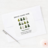 Modern Christmas Pine Trees Candle Labels Quadratischer Aufkleber (Umschlag)