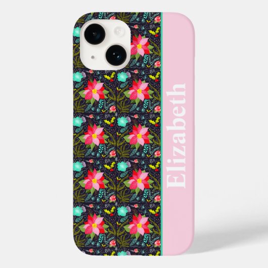 Modern Christmas Poinsettia Muster Case-Mate iPhone Hülle (Rückseite)