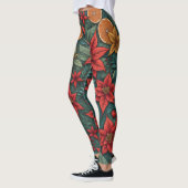 Modern Christmas Poinsettia Orange Blätter Leggings (Links)