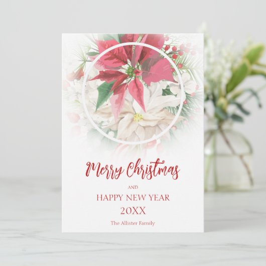 Modern Christmas Poinsettias Frosted Overlay (Stehend Vorderseite)