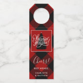 Modern Christmas Red Buffalo Kariert Flaschenanhänger (Vorderseite)