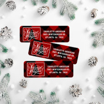 Modern Christmas Red Buffalo Karierte Adresse