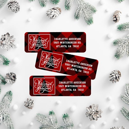 Modern Christmas Red Buffalo Karierte Adresse