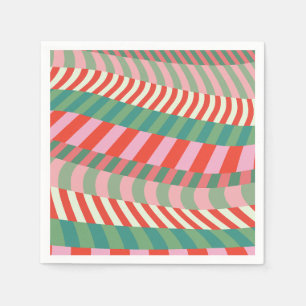 Modern Christmas Red Green Pink Geometrie Streifen Serviette