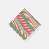 Modern Christmas Red Green Pink Geometrie Streifen Serviette (Ecke)