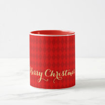 Modern Christmas Red Harlequin Imitats Gold Script