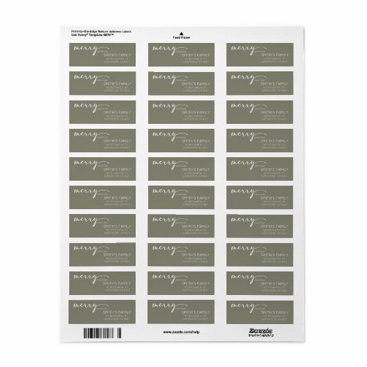 Modern Christmas Return Address Label (Vorne)