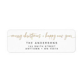 Modern Christmas Return Address Label Holiday Gold