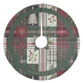 Modern Christmas Rustic Plaid Pattern Fleece Weihnachtsbaumdecke (Vorderseite)