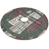 Modern Christmas Rustic Plaid Pattern Fleece Weihnachtsbaumdecke (Schrägansicht)
