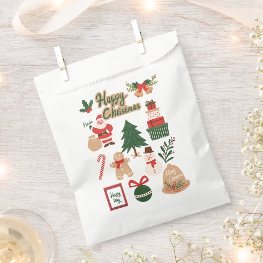 Modern Christmas Santa and Gingerbread Pattern Geschenktütchen (Ausgeschnitten)