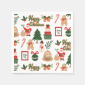 Modern Christmas Santa and Gingerbread Pattern Serviette (Vorderseite)