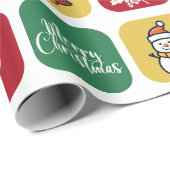 Modern Christmas Santa Tree Ornaments Snowman Geschenkpapier (Rolleneckpunkt)
