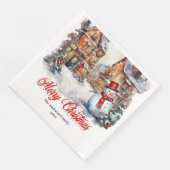 Modern Christmas scene napkins cozy watercolor Serviette (Ecke)