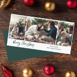 Modern Christmas Script 3 Foto Feiertagskarte<br><div class="desc">Genießen Sie die wertvollen Momente Ihrer Familie in dieser Urlaubssaison mit unserer individuellen Foto Collage Weihnachtskarte. Diese einzigartige Grußkarte zeigt eine wunderschön arrangierte Sammlung Ihrer Lieblingsfotos aus der Familie, die kunstvoll kombiniert wird, um ein festliches und herzliches Design zu schaffen. Personalisieren Sie es mit bis zu 3 Ihrer wertvollsten Schnappschüsse,...</div>