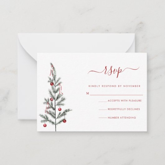 Modern Christmas Script RSVP Card Mitteilungskarte (Vorderseite)