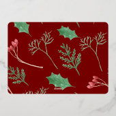 Modern Christmas Silver Botanicals Folien Feiertagskarte (Rückseite)