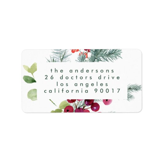 Modern Christmas Simple Holiday Address Adressaufkleber (Vorne)