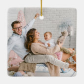 Modern Christmas Snowflake Monogram Four Foto Keramikornament (Rückseite)