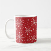Modern Christmas Snowflake Red and White Festive Kaffeetasse (Links)