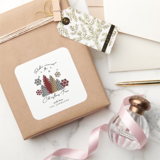 Modern Christmas Sticker – Trees & Snowflakes (Schenken)