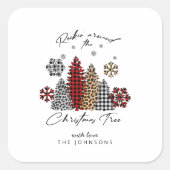 Modern Christmas Sticker – Trees & Snowflakes (Vorderseite)