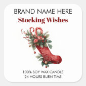 Modern Christmas Stocking Candle Labels Quadratischer Aufkleber (Vorderseite)