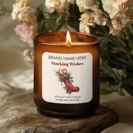 Modern Christmas Stocking Candle Labels Quadratischer Aufkleber