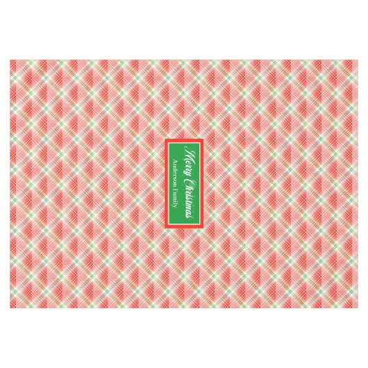 Modern Christmas Tablecloth Monogram Plaid Accent Tischdecke (Vorderseite (Horizontal))