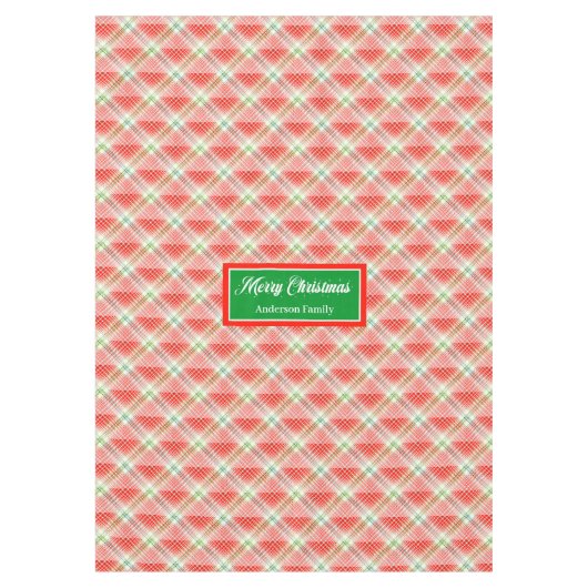 Modern Christmas Tablecloth Monogram Plaid Accent Tischdecke (Vorderseite)