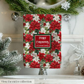 Modern Christmas Towels Custom Name Floral Touch Badhandtuch Set