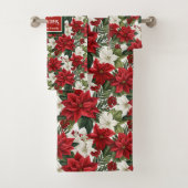 Modern Christmas Towels Custom Name Floral Touch Badhandtuch Set (Insitu)