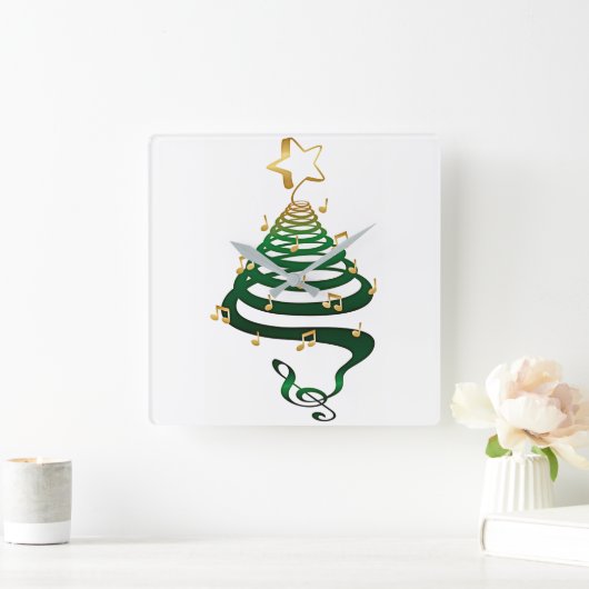 **MODERN CHRISTMAS TREE** CLOCK QUADRATISCHE WANDUHR (Zuhause)