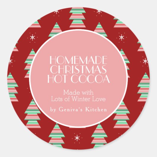 Modern Christmas Tree Cocoa Homemade Mix Runder Aufkleber (Vorderseite)