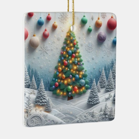 Modern Christmas Tree Embossed Forest  Keramikornament (Rechts)