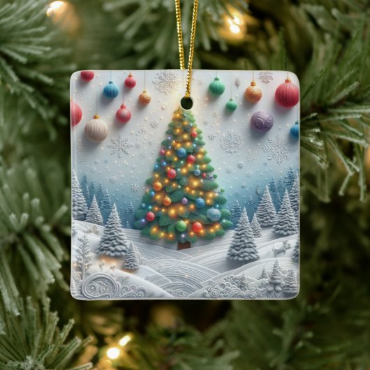 Modern Christmas Tree Embossed Forest Keramikornament (Baum)