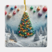 Modern Christmas Tree Embossed Forest Keramikornament (Vorderseite)