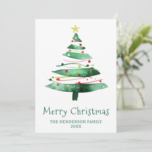 MODERN CHRISTMAS TREE FEIERTAGSKARTE (Stehend Vorderseite)