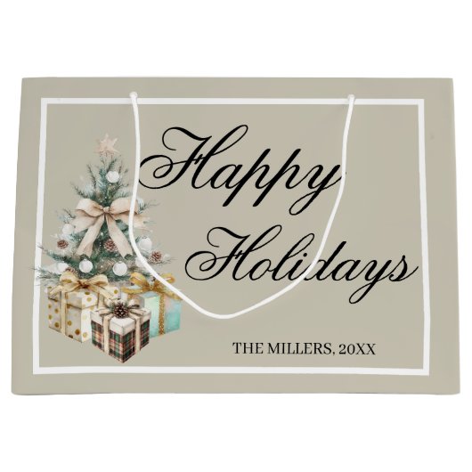 Modern Christmas Tree Gift Bag Große Geschenktüte (Vorderseite)